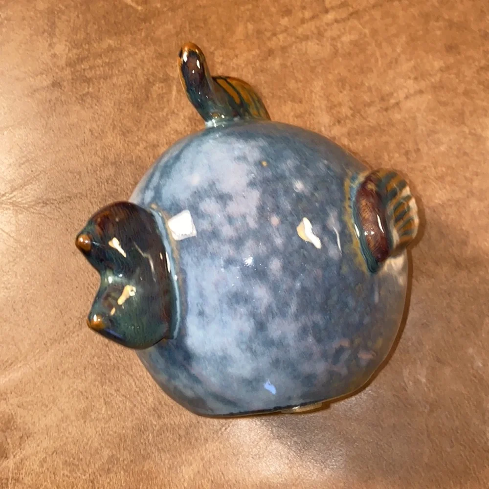 Blue Ceramic Fish Figurine Home Accent - Picture 5 of 11
